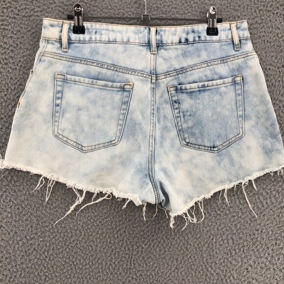 Pacsun Shorts Womens 28 Blue Acid Wash Denim High Rise Frayed Distressed Casual - Picture 3 of 13